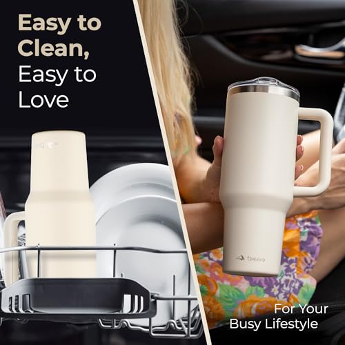 40 oz Tumbler With Handle and Straw Made of Stainless Steel