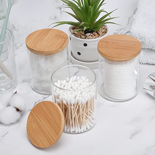 3 Pack Glass Qtip Holder Dispenser for Cotton Ball (6 Ounce)
