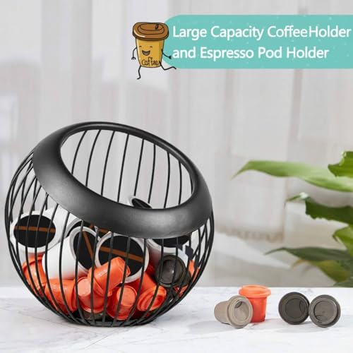 2 Pieces Coffee Pods Holder K Pods Holder Large Capacity Coffee Pod Baskets Stainless Steel Cup Organizer Sturdy for Espresso Capsule Pot Storage Metal Wire Fruit Bowl Snack Storage (2 Count)