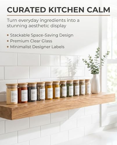 Glass Spice Jars with Label Pack (12 Count)