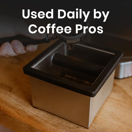 Stainless Steel Espresso Knock Box with Splash Guard 6x5.5x4in