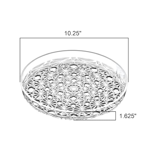 Luna - 2-Pack Acrylic Serving Tray (10" Dia.), Plastic Dinner Plates, Round Coffee Table Tray, Serving Platters for Cookie, Appetizer, Charcuterie, Snack, Dessert, Party Food Display (2 Count)