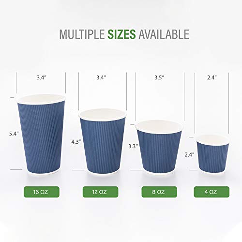 Ripple Wall Coffee Cups 25 Count 12 Ounce Insulated Midnight Blue Paper Cups