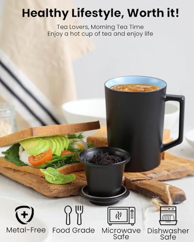 15 oz Ceramic Tea Infuser Cup with Lid
