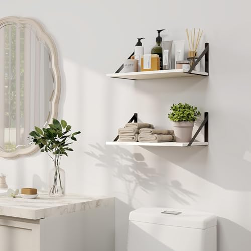 White Deep Floating Shelves for Wall (2 Count)
