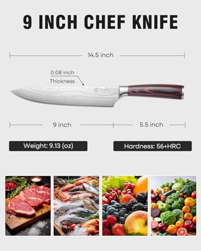 Chef Knife 9 Inch Kitchen Knife for Meat & Vegetables