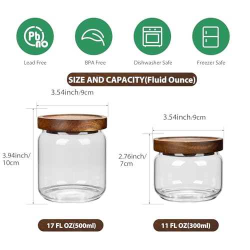 2PCS Small Glass Storage Jars with Airtight Lids