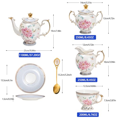 21 Piece Bone China Tea Set for 6