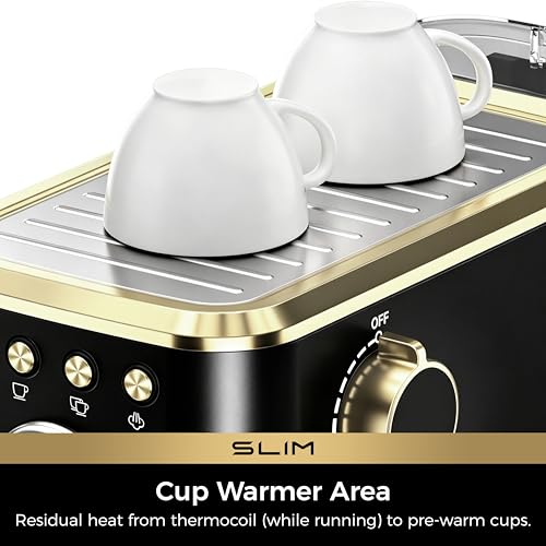 Slim Espresso Machine with Milk Frother for Home Latte