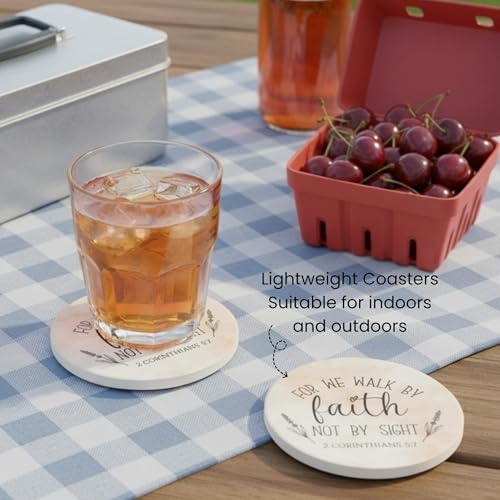 Christian Coasters Set of 6 with Holder (6 Count)