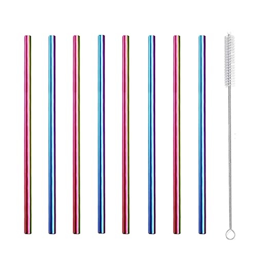 Stainless Steel Straws Short Small Mini Metal Kids 6 Inch Drinking Straw Reusable for Cocktails Coffee Mugs Goblets Bar Party Home Office Restaurant with Cleanning Brush (8 Count)