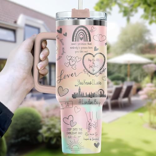 Pink Pastel Lover Romantic 40 oz Tumbler with Handle