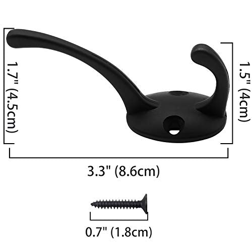 32 Pack Black Double Coat Hooks Wall Mounted with 64 Screws (32 Count)