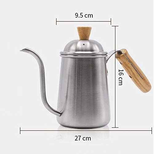 Long Narrow Spout Coffee Pot Stainless Steel Wooden Hand Pour Over Drip Kettle for Maker