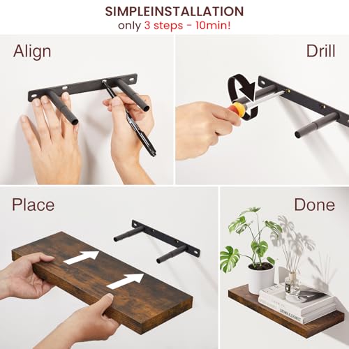 Rustic Brown Floating Shelves 15.7in
