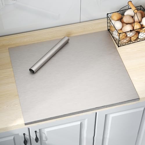 Stainless Steel Cutting Board with Lip 31.5" L X 22.8" W Large Cutting Board Kneading Board Pastry Board Non Stick Board with Rolling Pin for Meat Fruits Vegetables Bread and Baking
