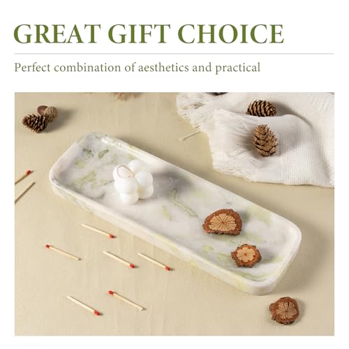 Marble Tray 12"x4" Marble Vanity Tray for Bathroom Kitchen Countertop Sink