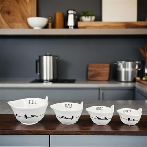 Bird Themed Ceramic Measuring Cups Set (4 Count)