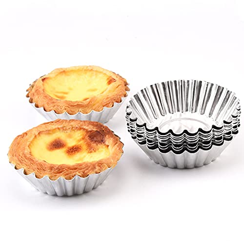 50 Pieces Aluminum Egg Tart Mold Small Tart Pie Tin Mini Cupcake Cake Muffin Cookie Mold Baking Cups (50 Count)