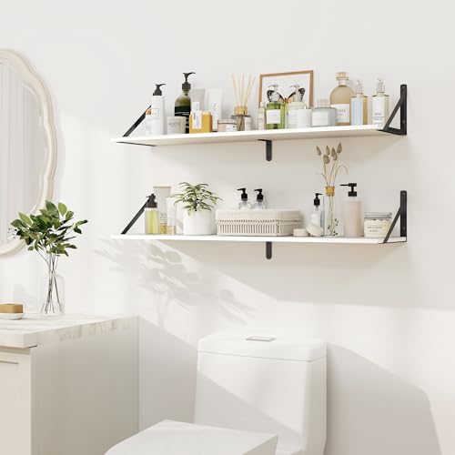 White Deep Floating Shelves for Wall (2 Count)