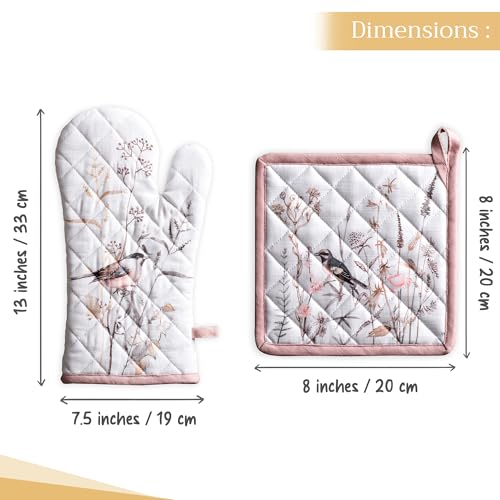 100% Cotton Oven Mitt & Pot Holder Set
