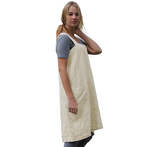 Women's Pinafore Square Apron Baking Cooking Gardening Works Cross Back Cotton