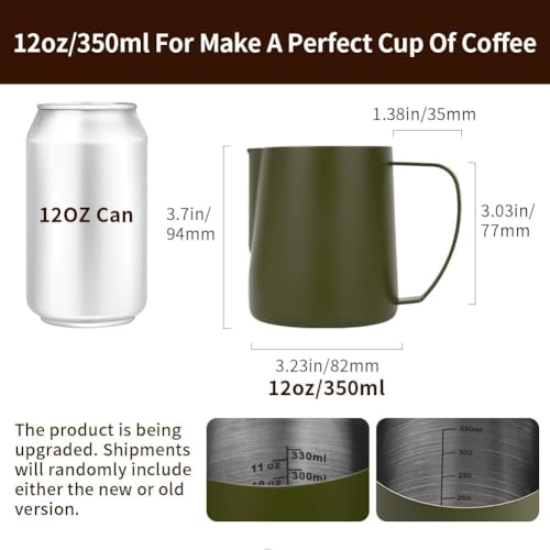 12oz Milk Frothing Pitcher Stainless Steel Espresso Steaming Jug