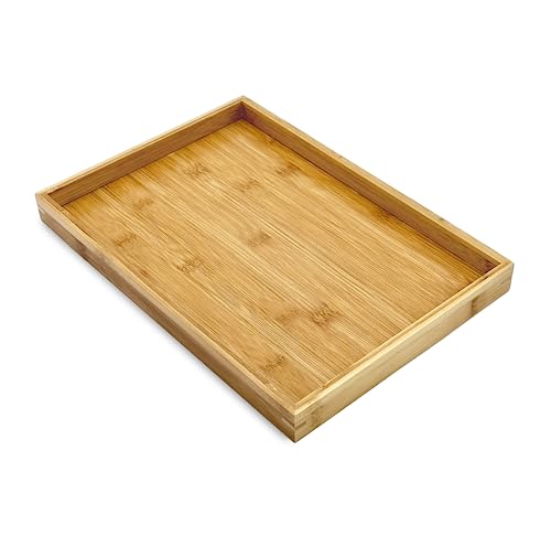 Natural Bamboo Serving Tray Platter 13 x 9 Rectangular