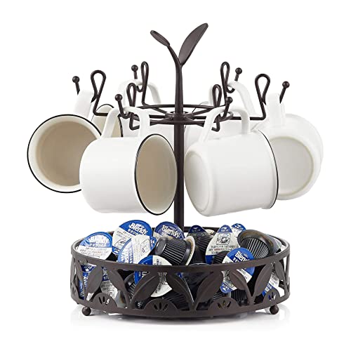 Coffee Mug Holder with Coffee Pod Basket Storage