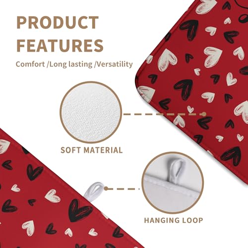 Valentines Day Dish Drying Mat Red Black Love Heart Valentine Kitchen Dish Drying Pad Absorbent Dish Dryer Mat for Kitchen Countertops Microfiber Dishes Drainer Pad Dish Drying Rack Mat