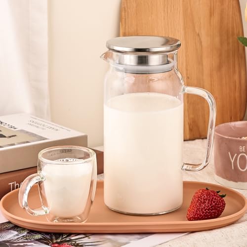 Set of 2 Glass Pitcher with Lid (2 Count)