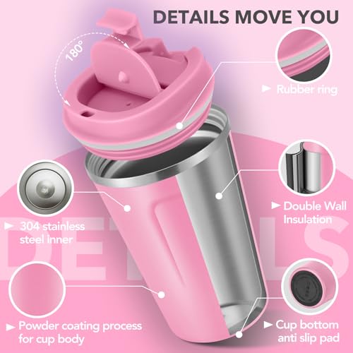 12 oz Double Wall Insulated Vacuum Travel Coffee Mug with Flip Lid Bulk 8 Pack (8 Count)