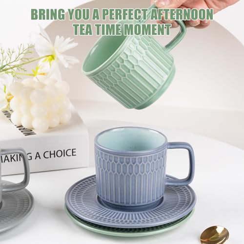 8oz Cappuccino Cups with Saucers Set of 4 (4 Count)