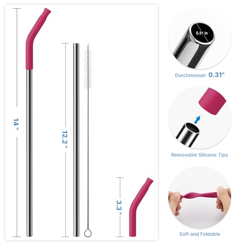 Metal Straw with Silicone Tip for 40oz Stanley Cup