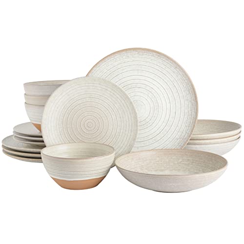 16 Piece Dreamweaver Double Bowl Terracotta Reactive Dinnerware Set