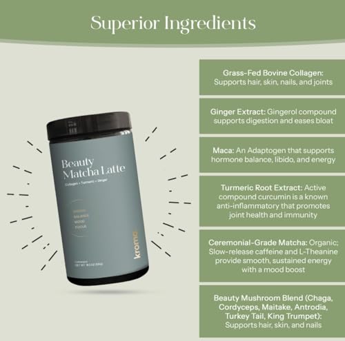 Kroma Beauty Matcha Latte with Collagen (18.3 Ounce)