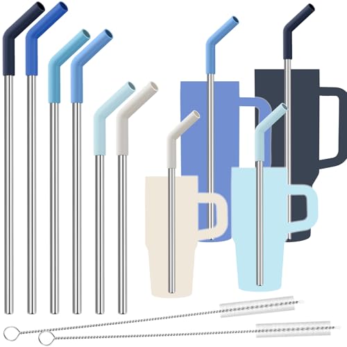 6 Pack Metal Straws with Silicone Tip Fit for Stanley 14 (6 Count)