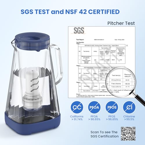 10 Cup Purela Glass Water Pitcher With 2 Filters