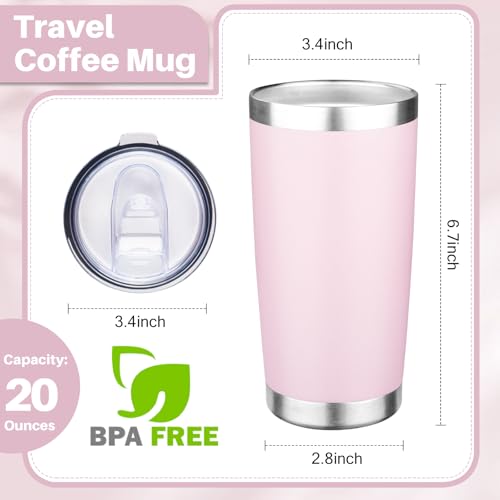 20oz Tumbler with Lid Double Wall Vacuum Insulated Travel Coffee Mug Stainless Steel Thermal Cup Powder Coated Sturdy Coffee Tumbler Bulk for Hot and Cold Beverage