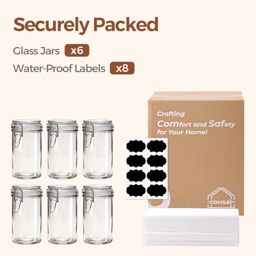 Small 16 oz Glass Jars with Airtight Lids 6 Pack Pickling Pantry (6 Count)
