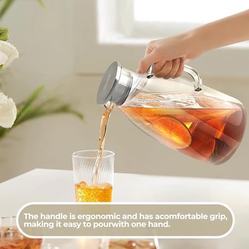 3 Liter 101 oz Glass Pitcher with Lid and Spout
