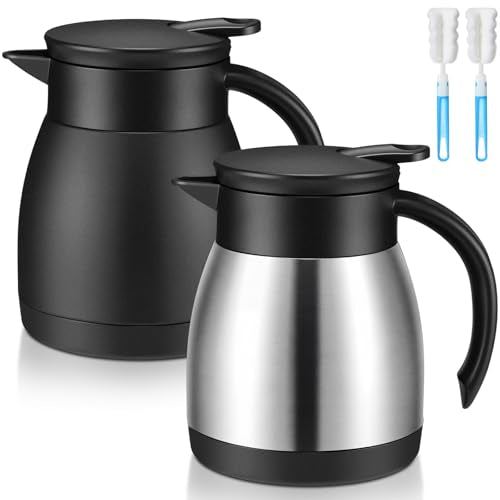2 Pcs Thermal Coffee Carafe Insulated Stainless Steel Coffee Carafe for Hot Liquid Vacuum Thermal Pot Creamer Pitcher Dispenser with Brushes Keeping Hot Water Milk (2 Count)