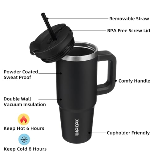 30 oz Insulated Tumbler with Handle & Straw
