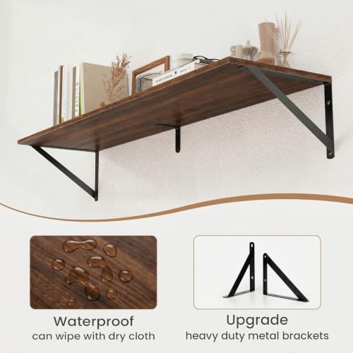 Black Deep Floating Shelves for Wall (2 Count)