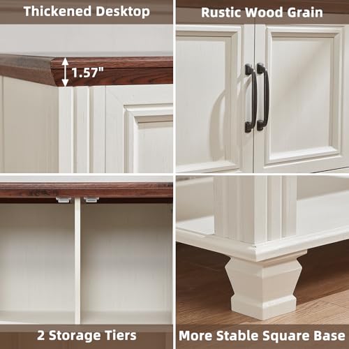 Farmhouse Coffee Bar Cabinet with Open Shelf