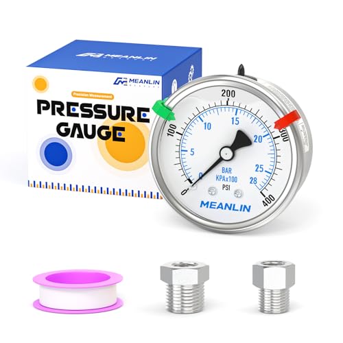 0~400Psi Stainless Steel Liquid Filled Pressure Gauge 2.5" FACE DIAL 1