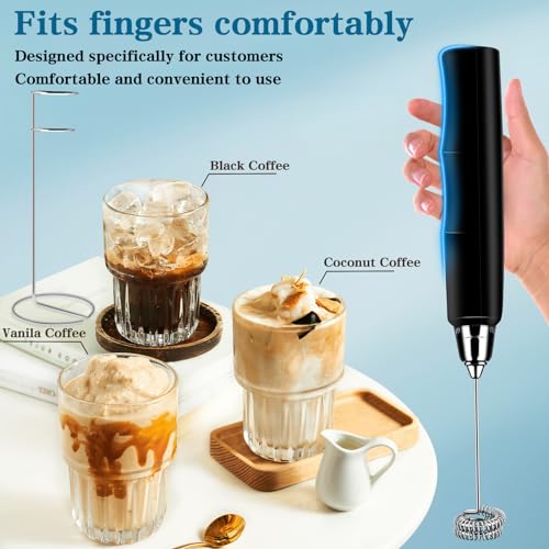 Milk Frother Wand Rechargeable Handheld Whisk Coffee 3 Speed Adjustable