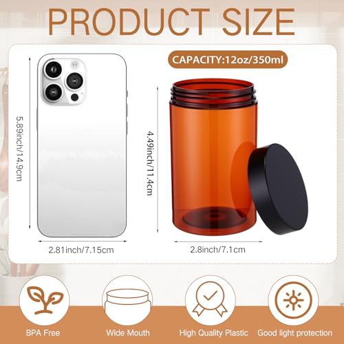 4 Pcs Plastic Jars Wide Mouth with Lids (4 Count)