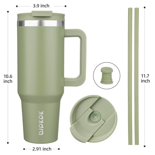 40 oz Insulated Tumbler with Handle & Straw