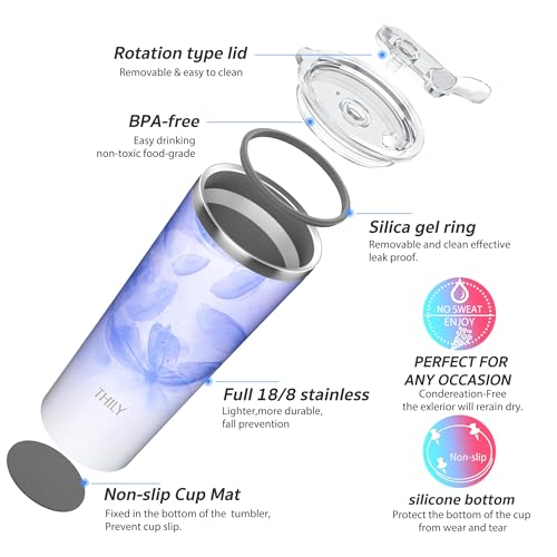 Stainless Steel Vacuum Insulated Tumbler Travel Mug 26 oz Coffee Cup with 2 Lids and Straws